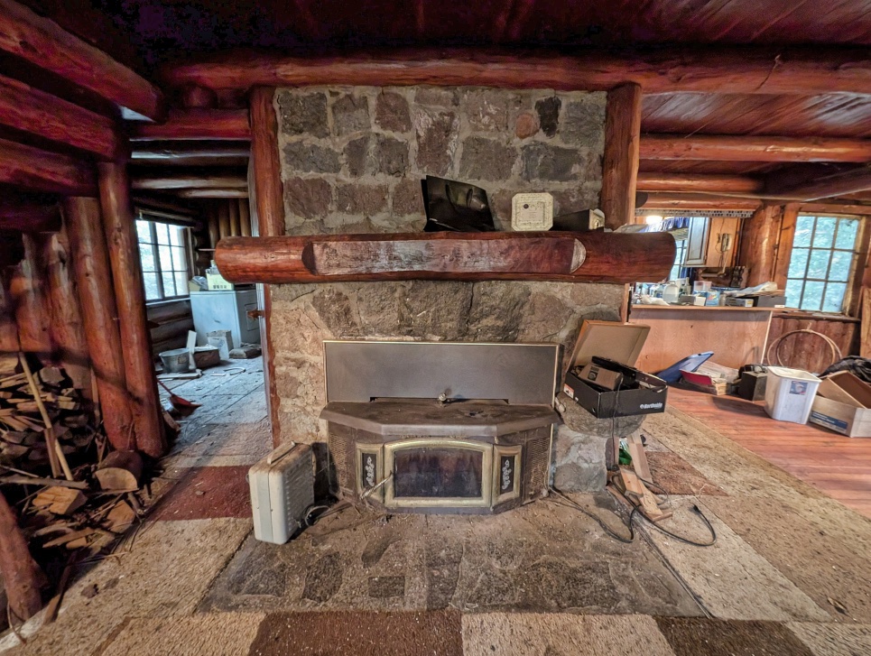 Steiner Log Cabin Fixer Upper Fireplace with Wood Stove Insert